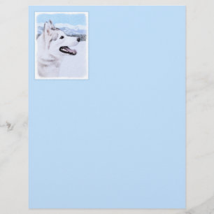 Papier Sibérie Husky (argent et blanc) Peinture Chien Art