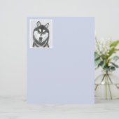 Papier Sibérie Husky (noir et blanc) Peinture Chien Art (Debout devant)