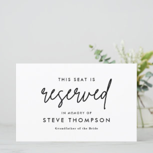 Papier Siège Réservé minimaliste Mariage en mémoire du si