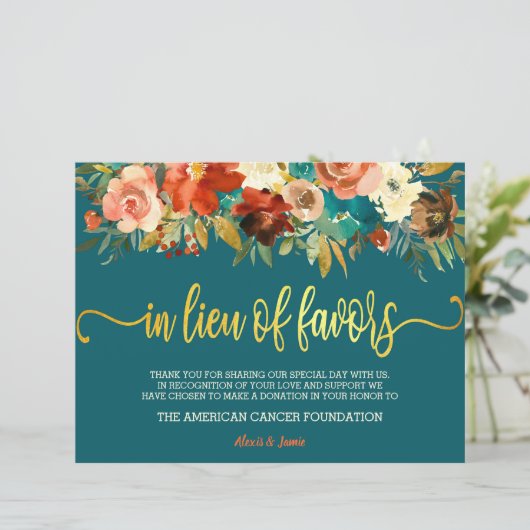 Papier Signal en remplacement de Faveurs - Mariage Turquo (Debout devant)