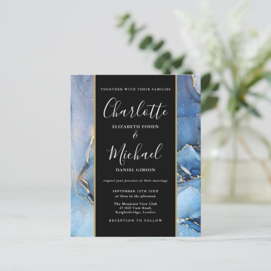 Papier Signature du budget Script Agate bleu Invitation d (Debout devant)