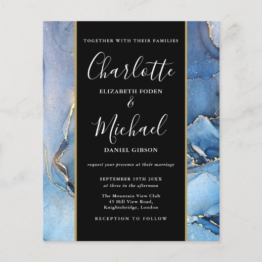 Papier Signature du budget Script Agate bleu Invitation d (Devant)