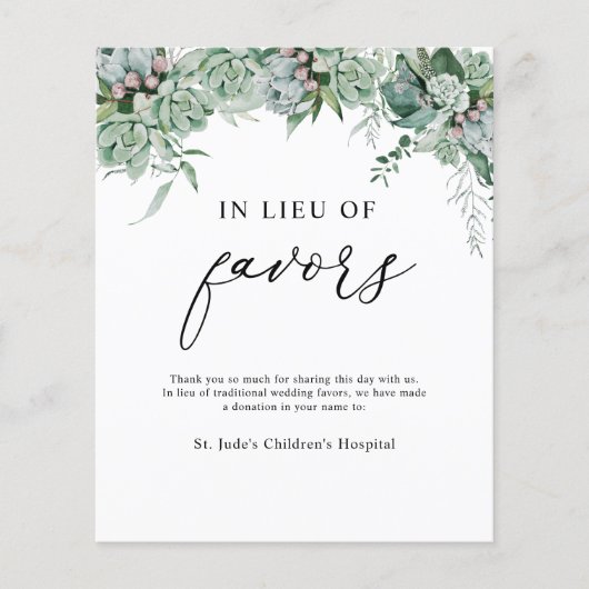 Papier Signe de don en remplacement de faveurs (Devant)