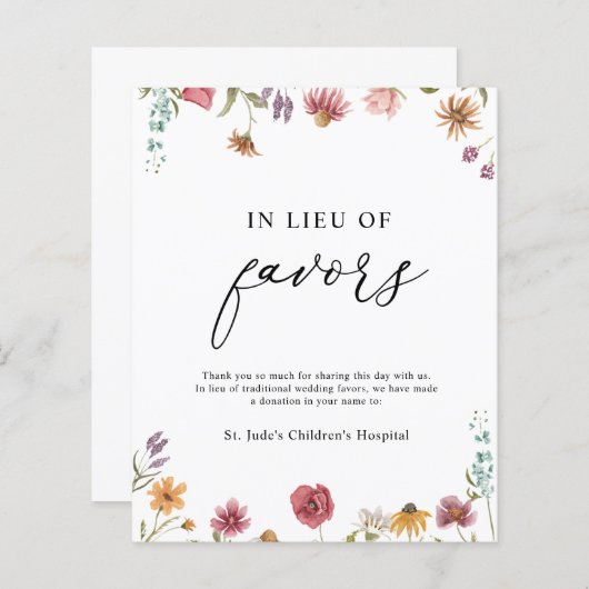 Papier Signe de don en remplacement de faveurs (Devant / Derrière)