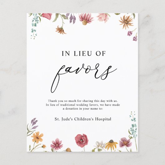 Papier Signe de don en remplacement de faveurs (Devant)