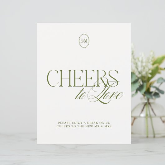 Papier Signe de mariage vert olive 'À l'amour' (Debout devant)