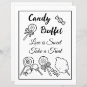 Papier SIGNE Mariage de buffet de bonbons noir et blanc (Devant / Derrière)