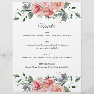 Papier SIGNE Mariage Elizabeth Pink Floral Boissons