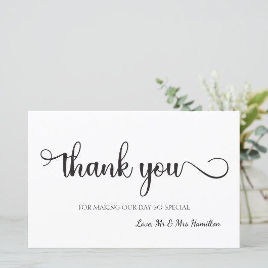 Papier SIGNE Mariage noir Merci (Debout devant)