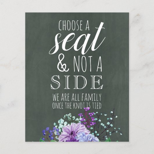 Papier Signes de mariage personnalisés Chalkboard Purple (Devant)