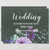 Papier Signes de mariage personnalisés Chalkboard Purple  (Devant / Derrière)