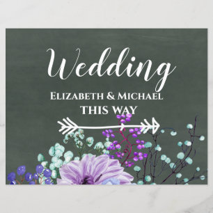 Papier Signes de mariage personnalisés Chalkboard Purple 