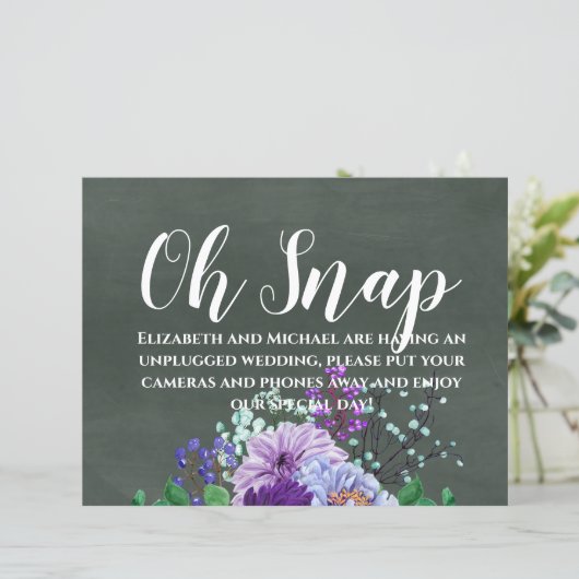 Papier Signes de mariage personnalisés Chalkboard Purple (Debout devant)