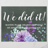 Papier Signes de mariage personnalisés Chalkboard Purple  (Devant)