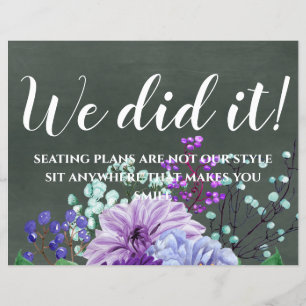Papier Signes de mariage personnalisés Chalkboard Purple 