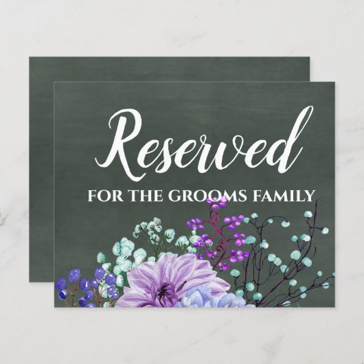 Papier Signes de mariage personnalisés Chalkboard Purple  (Devant / Derrière)