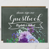 Papier Signes de mariage personnalisés Chalkboard Purple  (Devant / Derrière)
