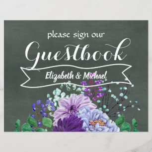 Papier Signes de mariage personnalisés Chalkboard Purple 