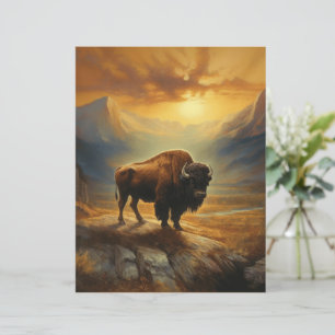 Papier Silhouette de Bison de Buffalo au Coucher du Solei