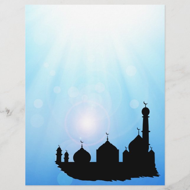 Papier Silhouette mosquée avec rayons du soleil - En-tête (Devant)