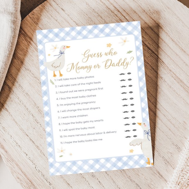 Papier Silly Goose Gingham Baby Shower Guess Who Game (Silly Goose Baby Shower Game)