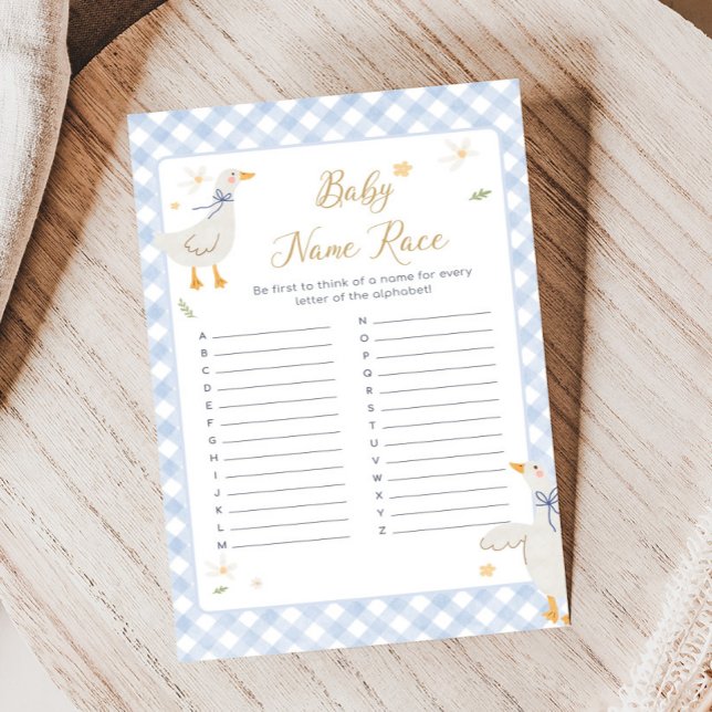 Papier Silly Goose Gingham Baby Shower Name Race Game (Silly Goose Baby Shower Game)