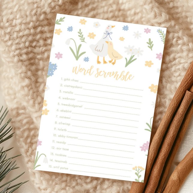 Papier Silly Goose Gingham Baby Shower Word Scramble Game (Silly Goose Baby Shower Game)