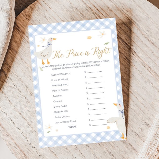 Papier Silly Goose Gingham Shower Price is Right Game (Silly Goose Baby Shower Game)