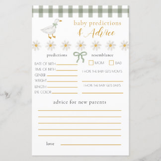 Papier Silly Goose Green Gingham Baby Advice Prediction