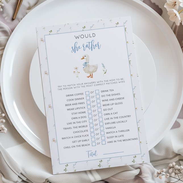 Papier Silly Goose Voudrait-elle plutôt Baby shower jeu (Créateur téléchargé)