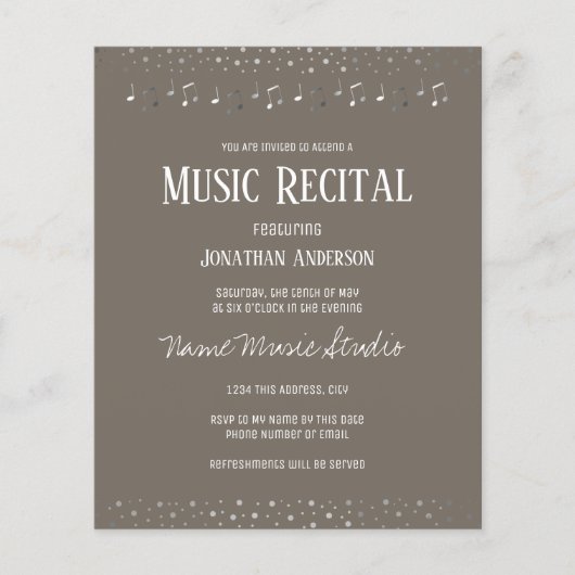 Papier Silver Confetti Music Considérant Budget (Devant)