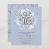 Papier Silver Foil Sweet 16 Ballons Budget Invitation (Devant / Derrière)