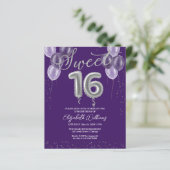 Papier Silver Foil Sweet 16 Ballons Invitations Budget (Debout devant)