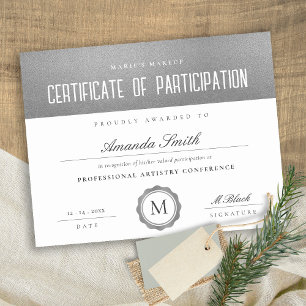 Papier Silver Grey Certificat minimal de participation