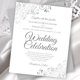 Papier Silver Lace gris & blanc Faire-part de mariage BUD