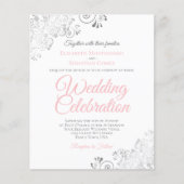 Papier Silver Lace Pink & White BUDGET Wedding Invitation (Devant)