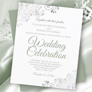 Papier Silver Lace Sage & White BUDGET Faire-part de mari