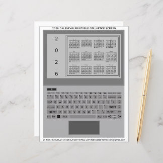 Papier Silver Laptop Keys 2026 Calendar Black Paper Sheet