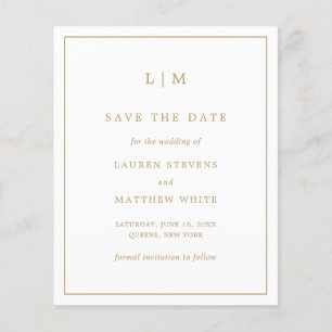 Papier Simple Antique Gold Budget Mariage Enregistrer la