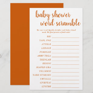 Papier Simple Bébé Mot Scramble Automne Orange Game Car
