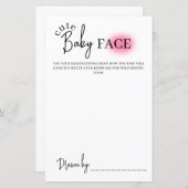 Papier Simple Bébé Visage jeu, Baby shower jeu (Devant / Derrière)