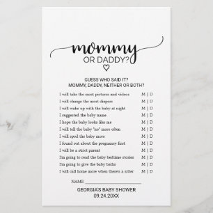 Papier Simple Black Calligraphy Momie ou papa jeu