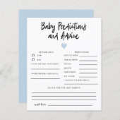 Papier Simple Bleu Coeur Bébé Prédictions et conseils (Devant / Derrière)