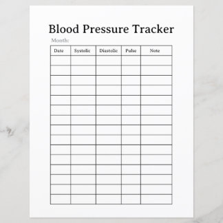 Papier Simple Blood Pressure Tracker Sheet