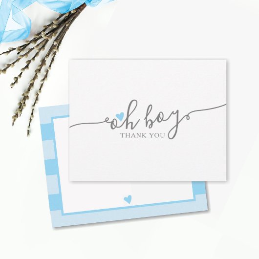 Papier Simple Blue Heart Boy Baby shower Budget Merci