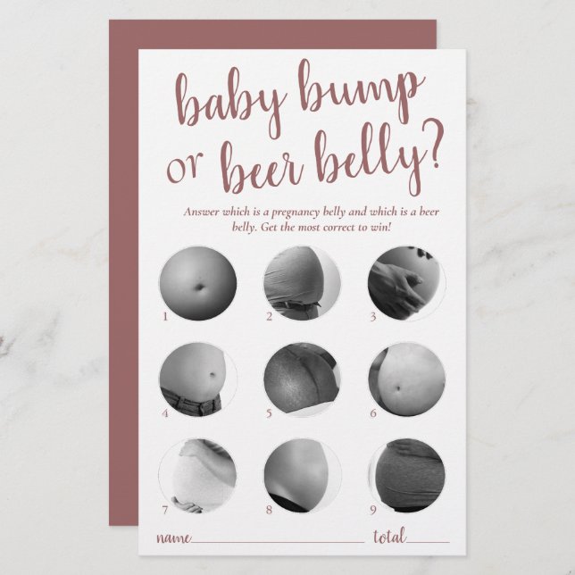 Papier Simple bosse ou ventre | Mauve Pink Game Card (Devant / Derrière)