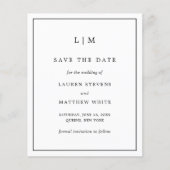 Papier Simple Budget Mariage Noir Blanc Save the Date (Devant)