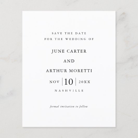 Papier Simple budget photo mariage Enregistrer la date (Dos)