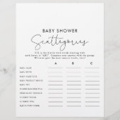 Papier Simple Calligraphie Baby shower Scattegories Jeu (Devant)