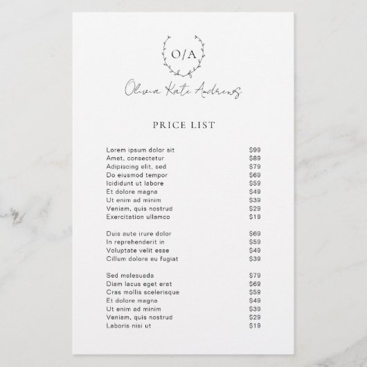 Papier Simple classique Monogramme Wreath Élégant (Devant)